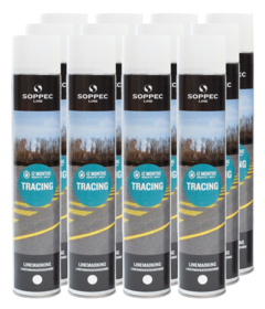 White aerosol line paint Soppec TRACING 750 ml (12 pieces)