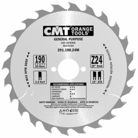 Saw blade for wood CMT Orange Tools HM (D 190 mm, F 30 mm, Z 24)