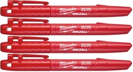Czerwony marker Milwaukee Inkzall (4 sztuki)