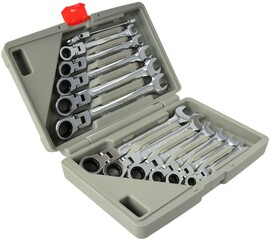 Ratcheting combination wrench set Geko K00106 (12 pieces)