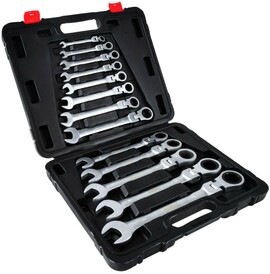 Ratcheting combination wrench set Geko K00106 (13 pieces)