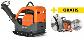 Reversible vibratory plate Husqvarna LG504 Hatz El, 850 mm + power cutter K 770 (350 mm) (+diamond blade)