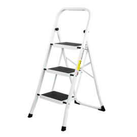 White steel step ladder with handle Rino LAD03SSHW