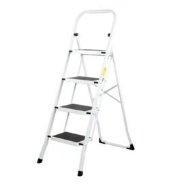 White steel step ladder with handle Rino LAD04SSHW