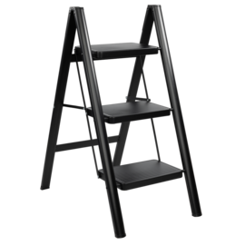 Black Steel Step Ladder Rino LAD03SSB