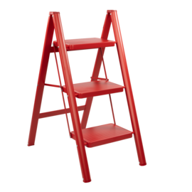 Red steel step ladder Rino LAD03SSR