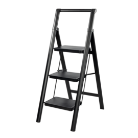 Black steel step ladder with handle Rino LAD03SSHB