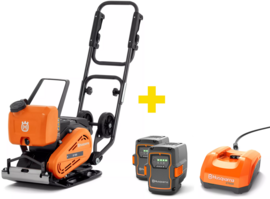 Single direction vibratory plate Husqvarna LF 60i LAT, 350 mm, electric engine (+2x battery and charger)