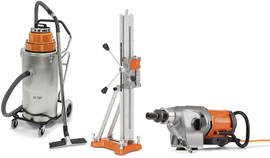 Core drill Husqvarna DM 400 (Bluetooth) + tripod Husqvarna DS 500 + vacuum cleaner Husqvarna W70P