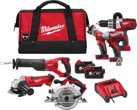 Zestaw combo Milwaukee M18 PP6B-502B Powerpack (+ 2x akumulator 5 Ah + ładowarka + torba + latarka led)