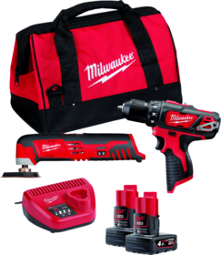 Zestaw combo Milwaukee M12 BPP2D-402B Powerpack (+ 2x akumulator 4 Ah + ładowarka + torba)