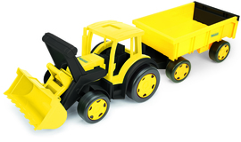 Tractor with construction bulldozer and trailer Wader for children