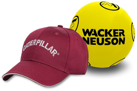 Beach boy kit – Caterpillar cap and Wacker Neuson ball