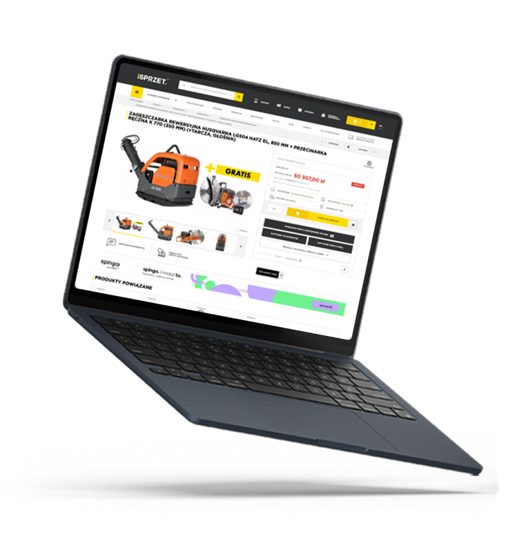 Laptop z wyświetloną stroną iSprzęt