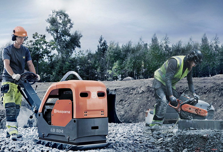 Zagęszczarka rewersyjna Husqvarna LG504 Hatz El 700 mm + przecinarka ręczna K 770 (350 mm) (+tarcza)