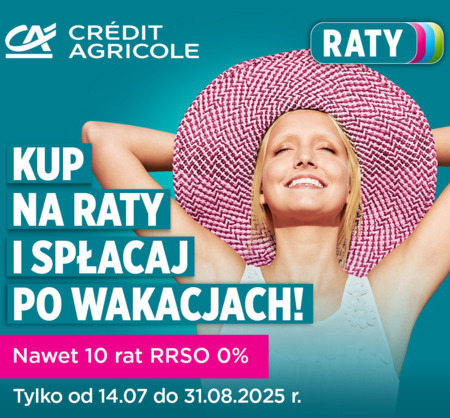 Raty 0% na wakacje od Credit Agricole